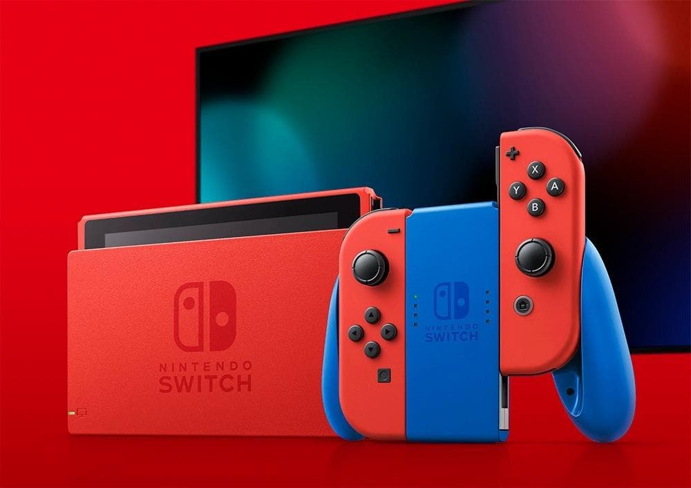 【美中古品】Nintendo Switch マリオレッド×ブルー セット