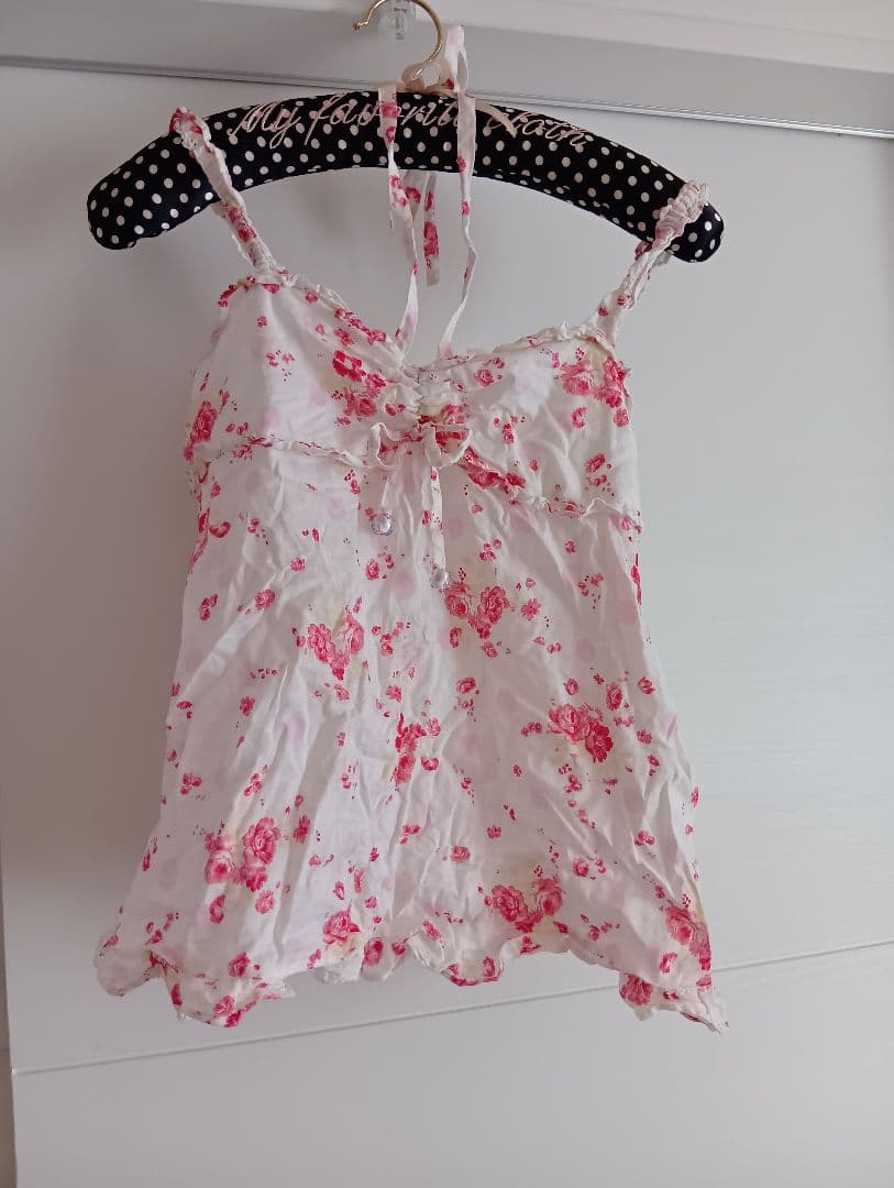 リズリサ　フラワープリント　キャミソール ホワイト/ピンク