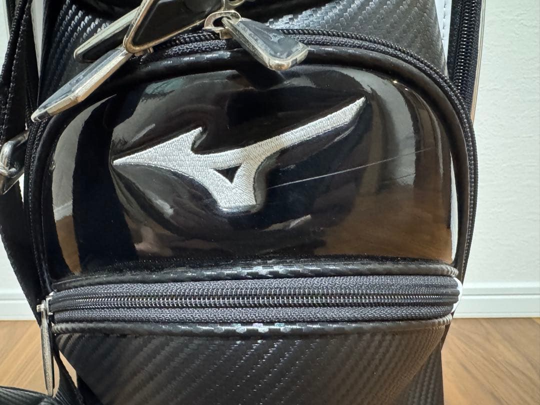 Mizuno ミズノ ゴルフバッグ カーボン調 黒×シルバー