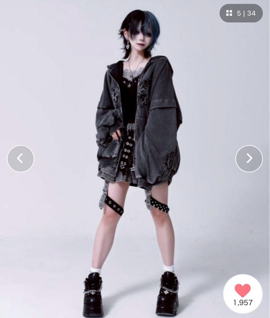 REFLEM レフレム 猫耳ZIPパーカー ジップアップパーカー グレー