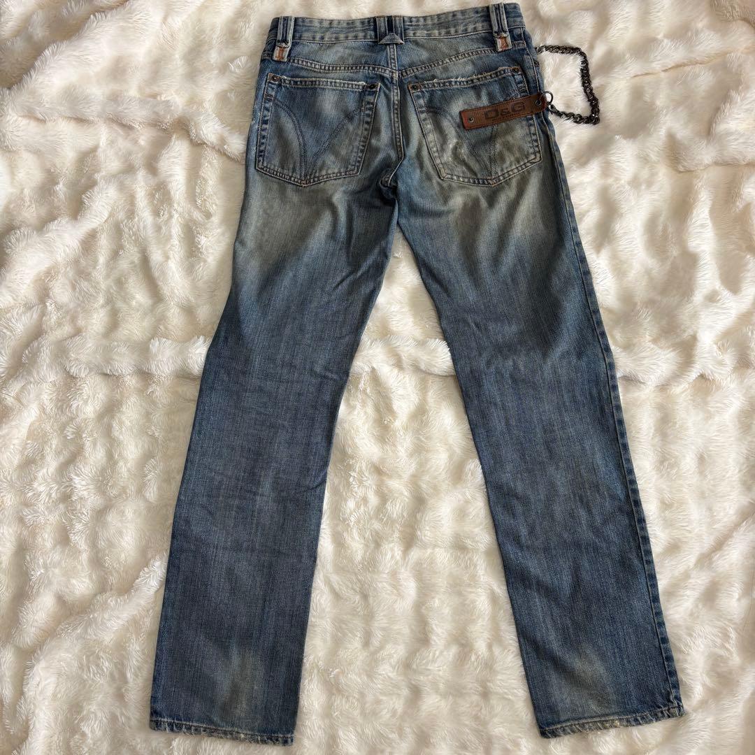 ドルガバ ウォッシュド ダメージ チェーン デニムパンツ