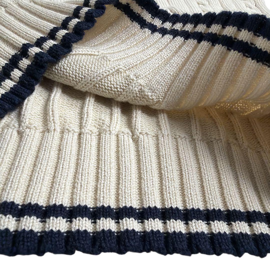 新品タグ付 イヴサンローラン チルデンニットベスト ケーブル編み YSLロゴ