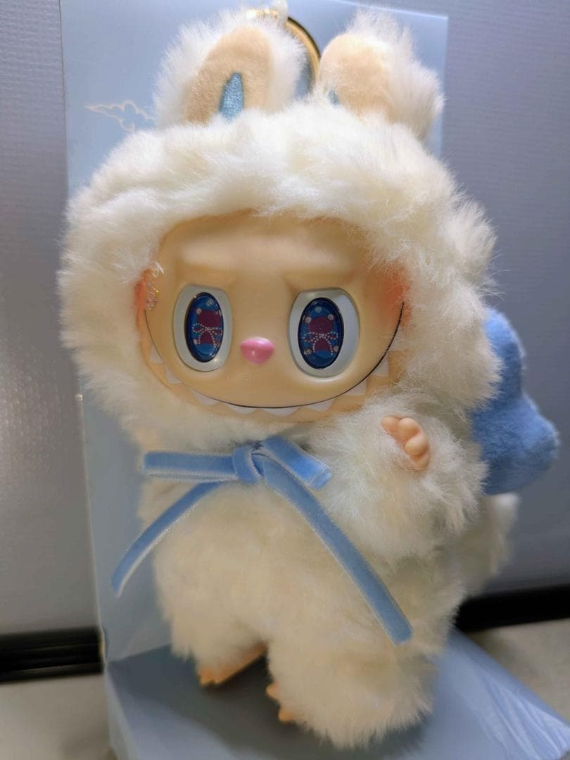 ZIMOMO LABUBU ぬいぐるみ ブルーリボン キーホルダー