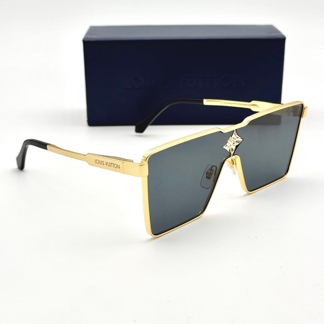 美品 ルイヴィトン サングラス サイクロン Z1700U ゴールド LVフラワー