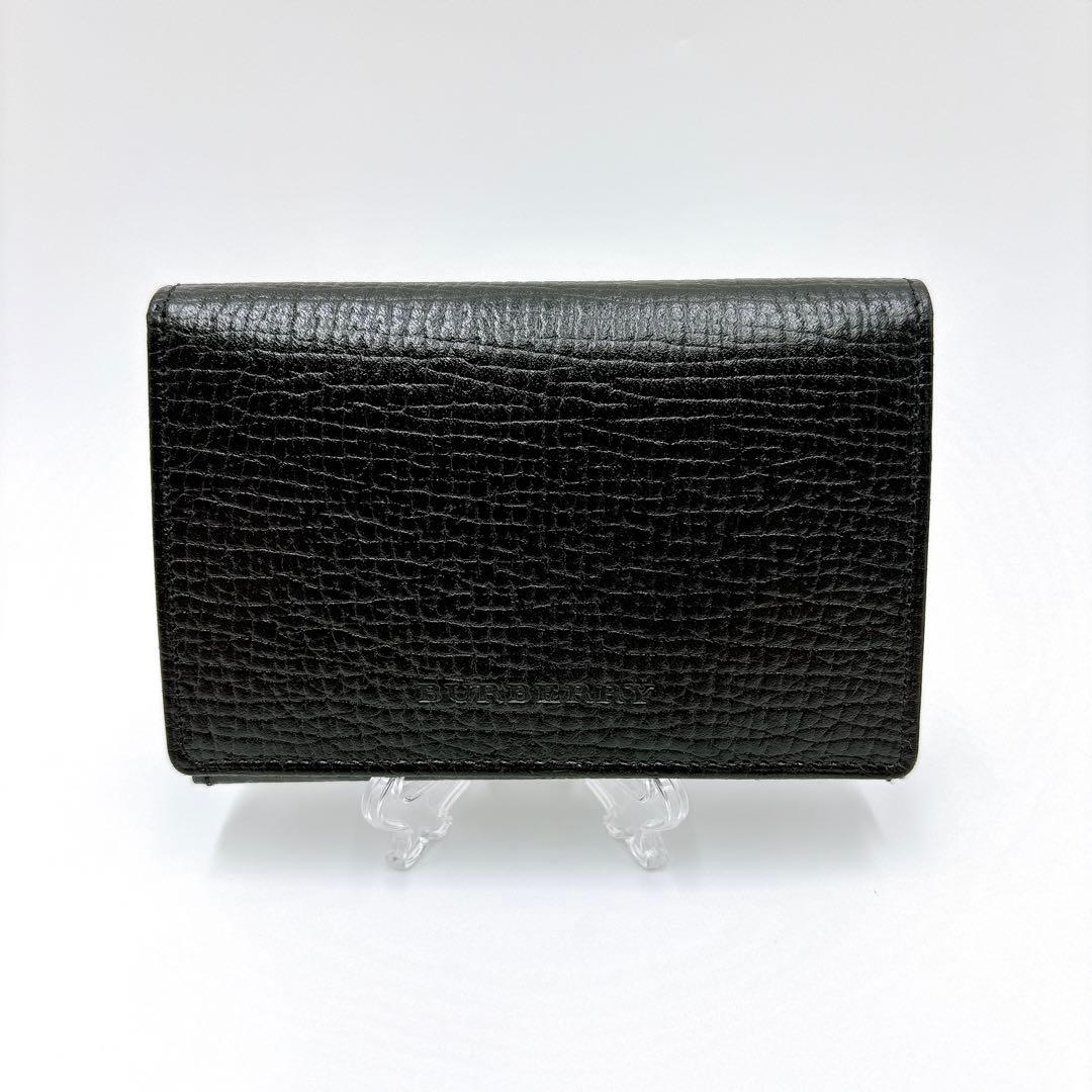 新品同様 ＊ BURBERRY バーバリー 型押し レザー 名刺入れ ブラック