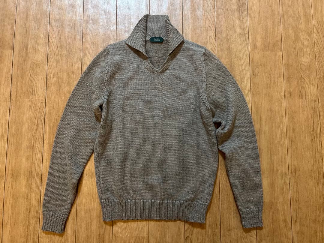 ザノーネ 44 ウールスキッパーニット 美品 ミドルゲージ グレージュ