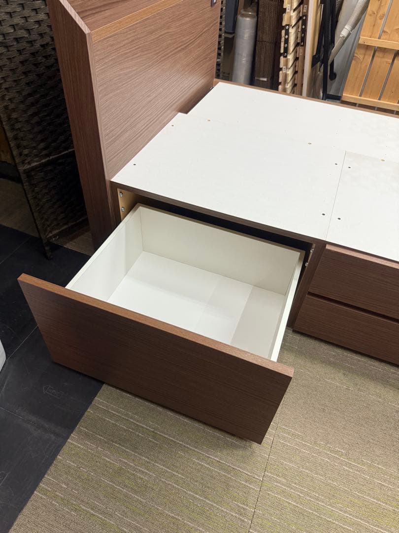 【美品】ニトリ　シングルベッドフレーム　ジオ チェスト40J MBR 板下収納