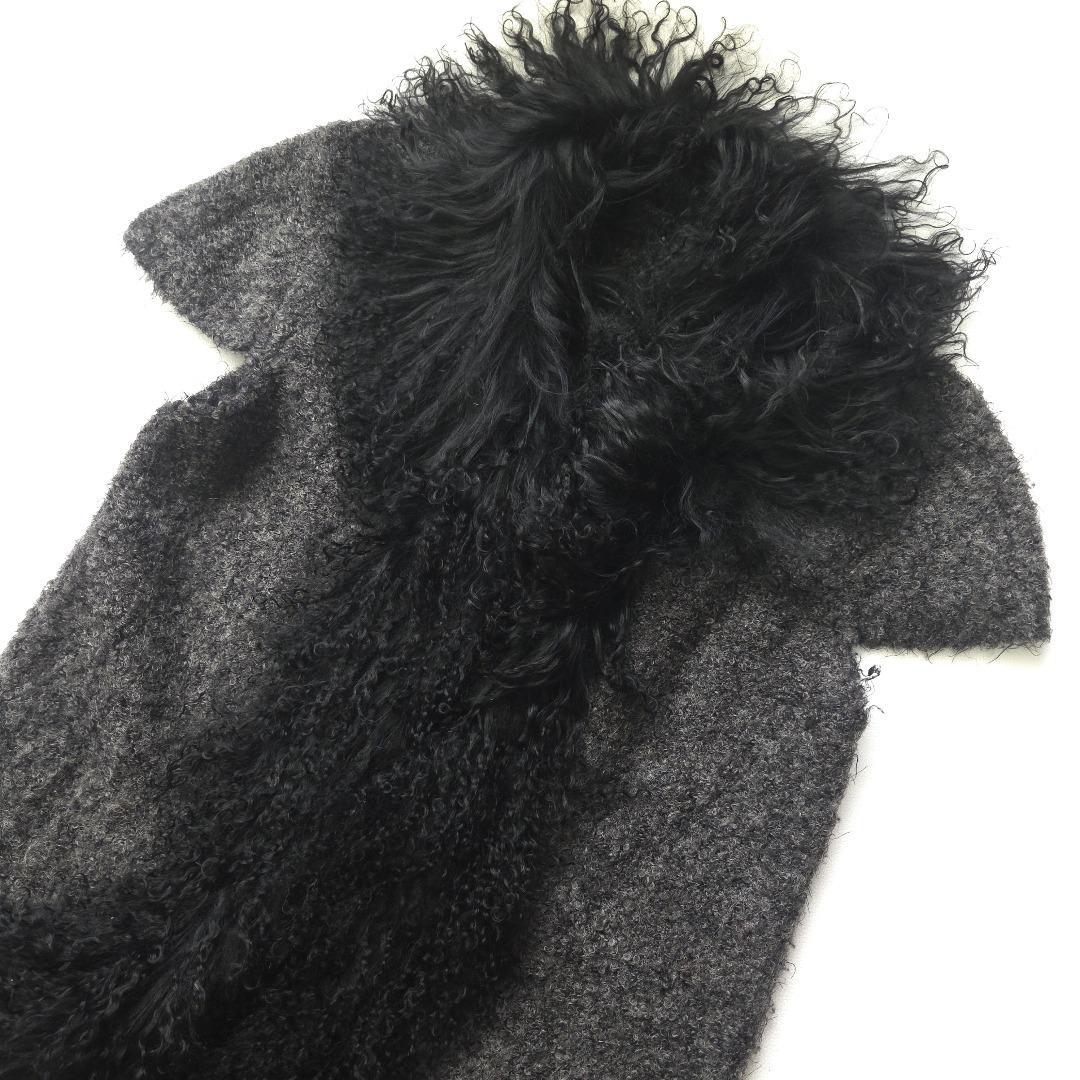 インゲボルグ　ラムファー　ロングベスト　ジレ　羽織　カーディガン　グレー　3　M