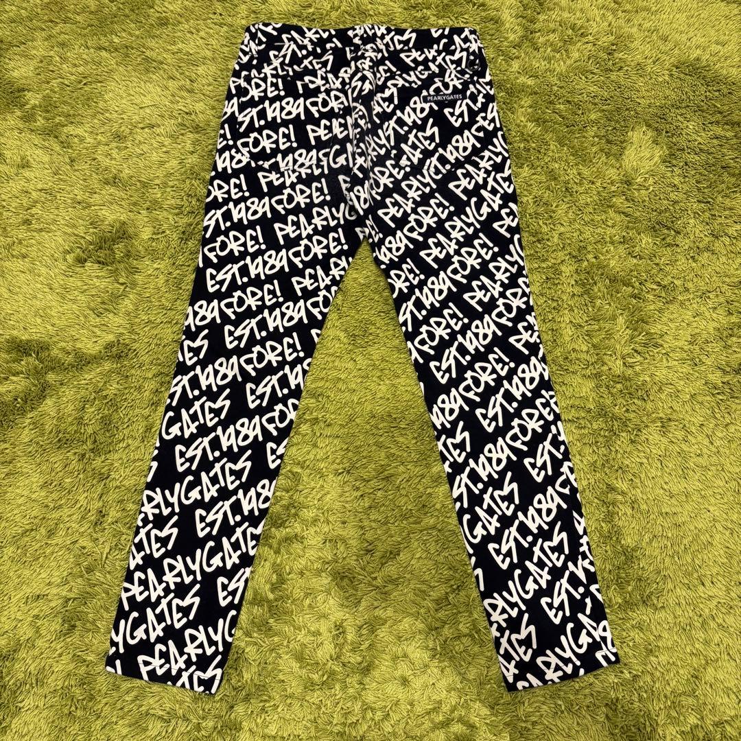 パーリーゲイツ PEARLYGATES ストレッチパンツ 総柄 落書き サイズ2