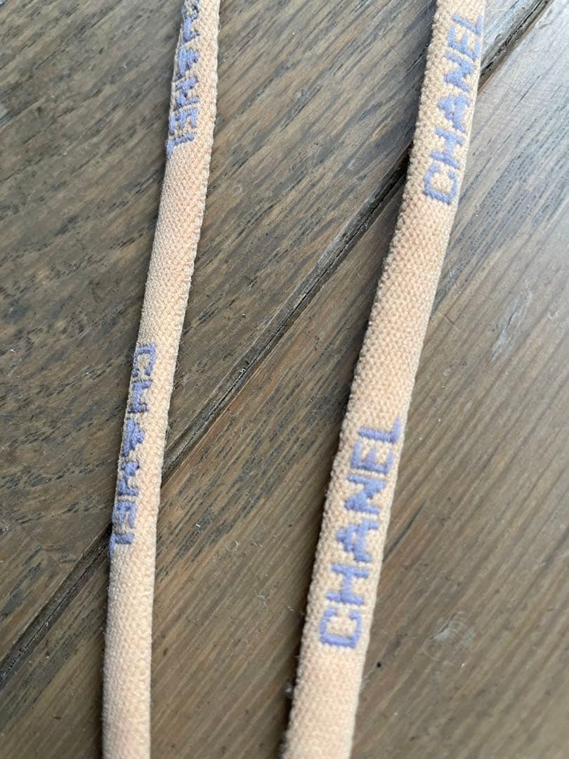 【CHANEL】【レア品】メガネチェーン メガネストラップベビーピンクロゴ入り