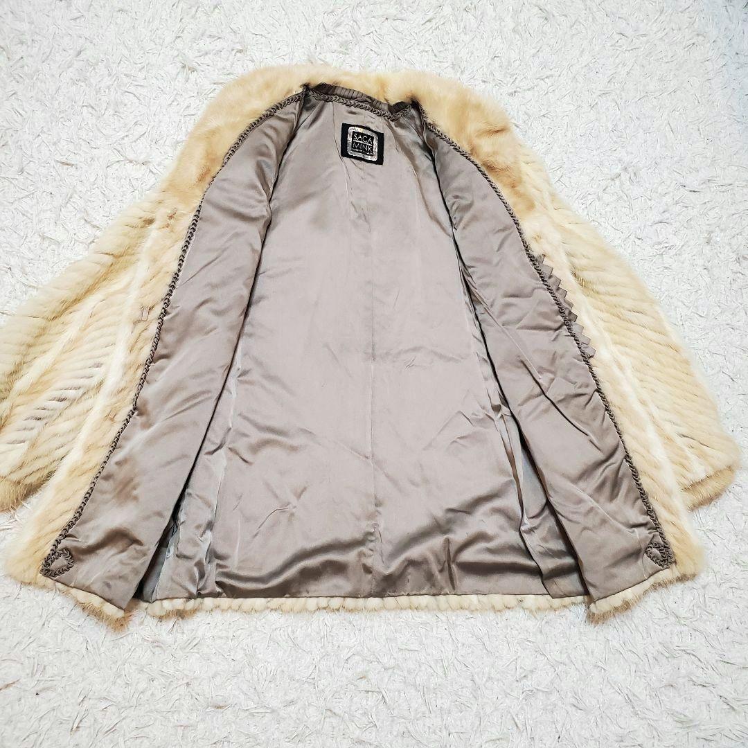 SAGA MINK サガミンク ファーコート ポンポン アイボリー系 サイズ11
