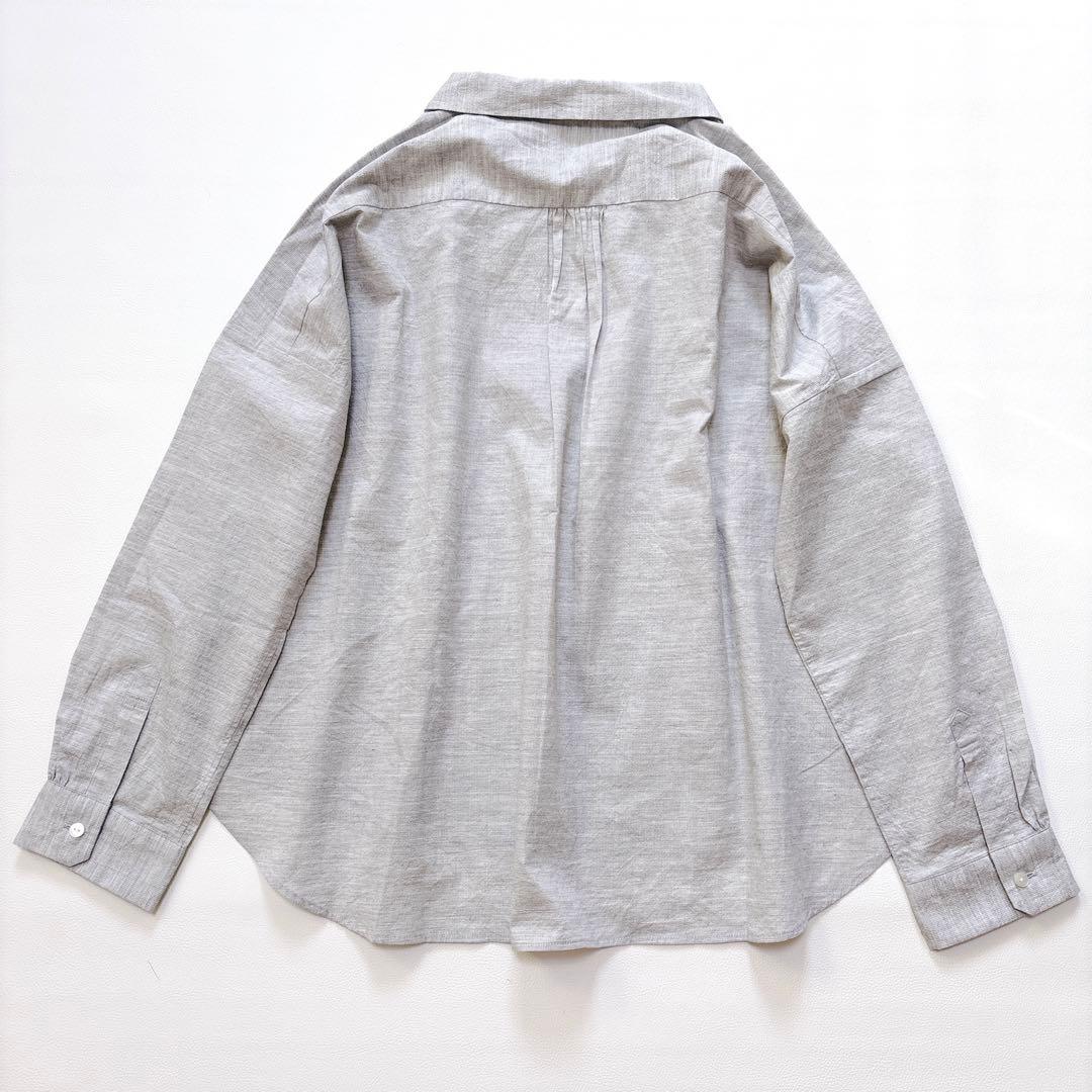 【タグ付き】遠州織物 HUIS. コードレーンワイドブラウス シャツ グレー