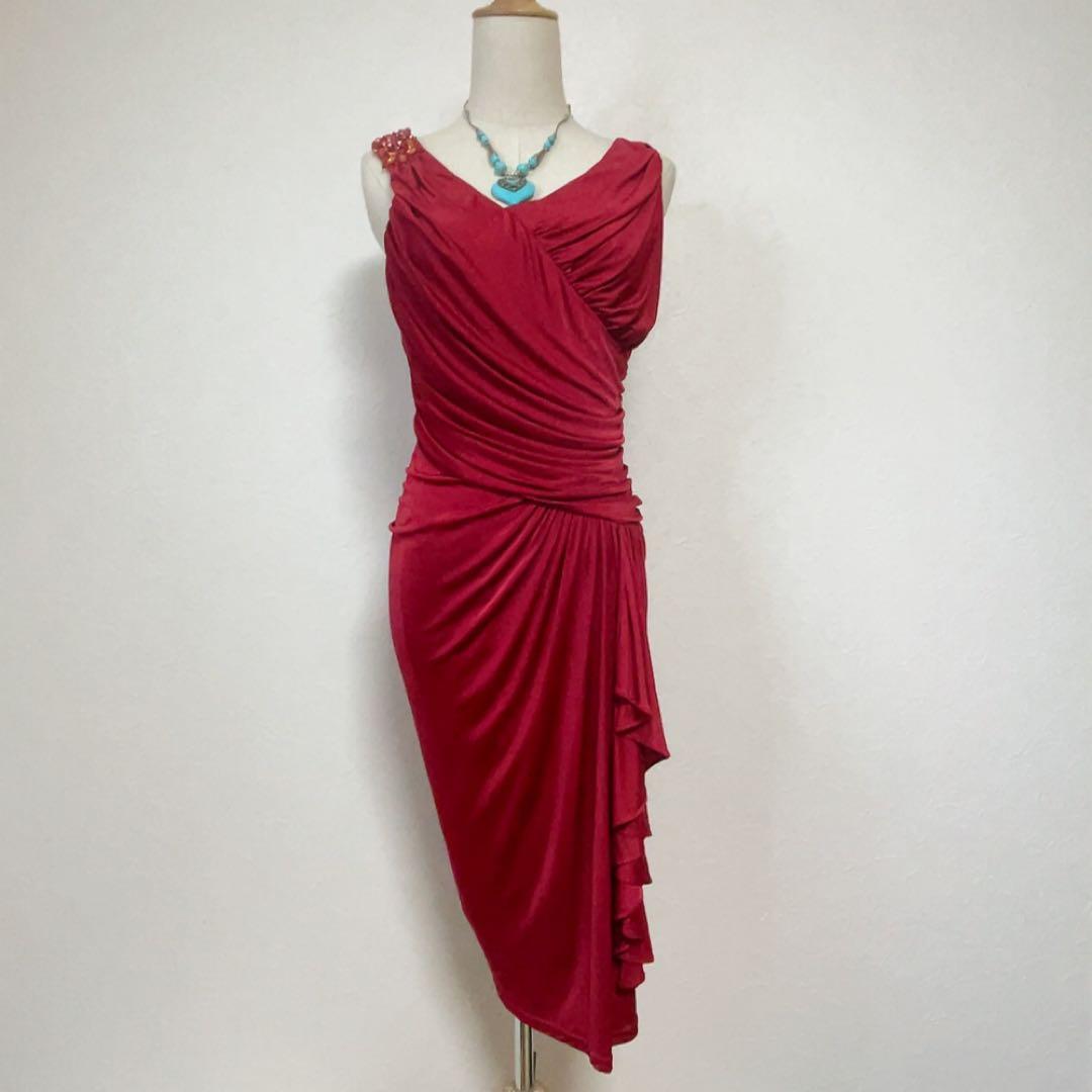 メトリーゼ 美品 ドレープワンピース フォーマルドレス バーガンディ 9号結婚式