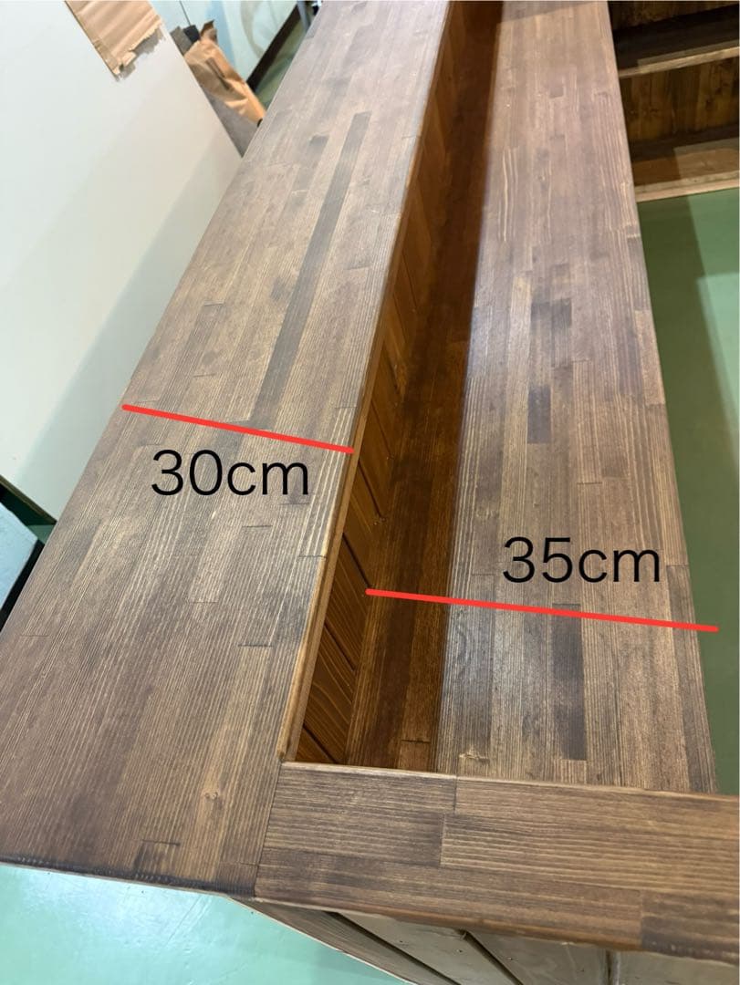 木製L字カウンターテーブル 330cm×133cm×95cm