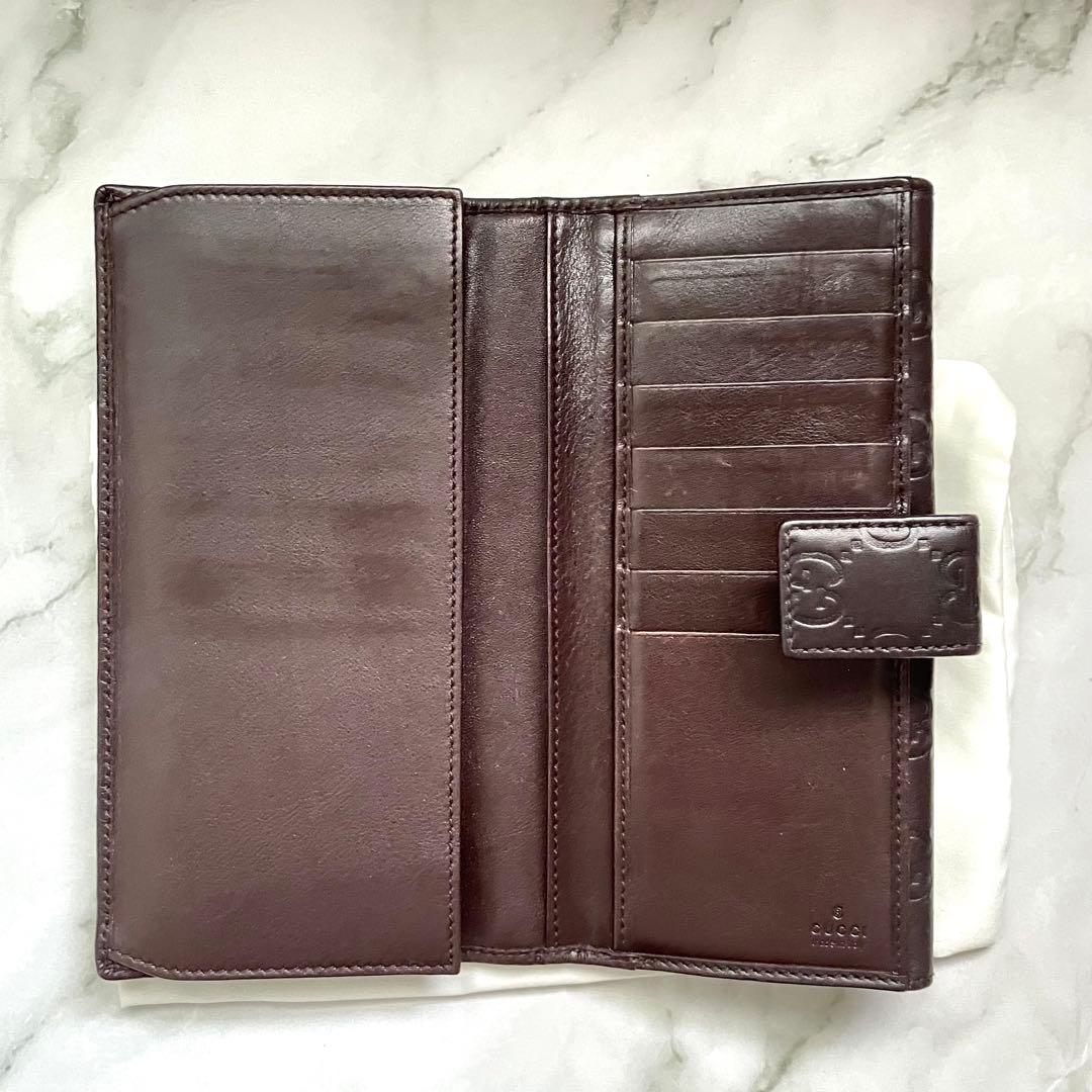 GUCCI グッチ　長財布　シマレザー　ロゴプレート 美品　0122-④