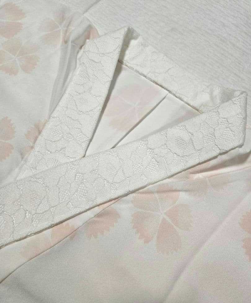 【期間限定価格】シルック長襦袢　袖無双　レース半衿付き　東レ　薄桜色ライトピンク