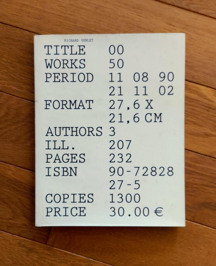 Richard Venlet 作品集 『00』　（洋書）現代美術