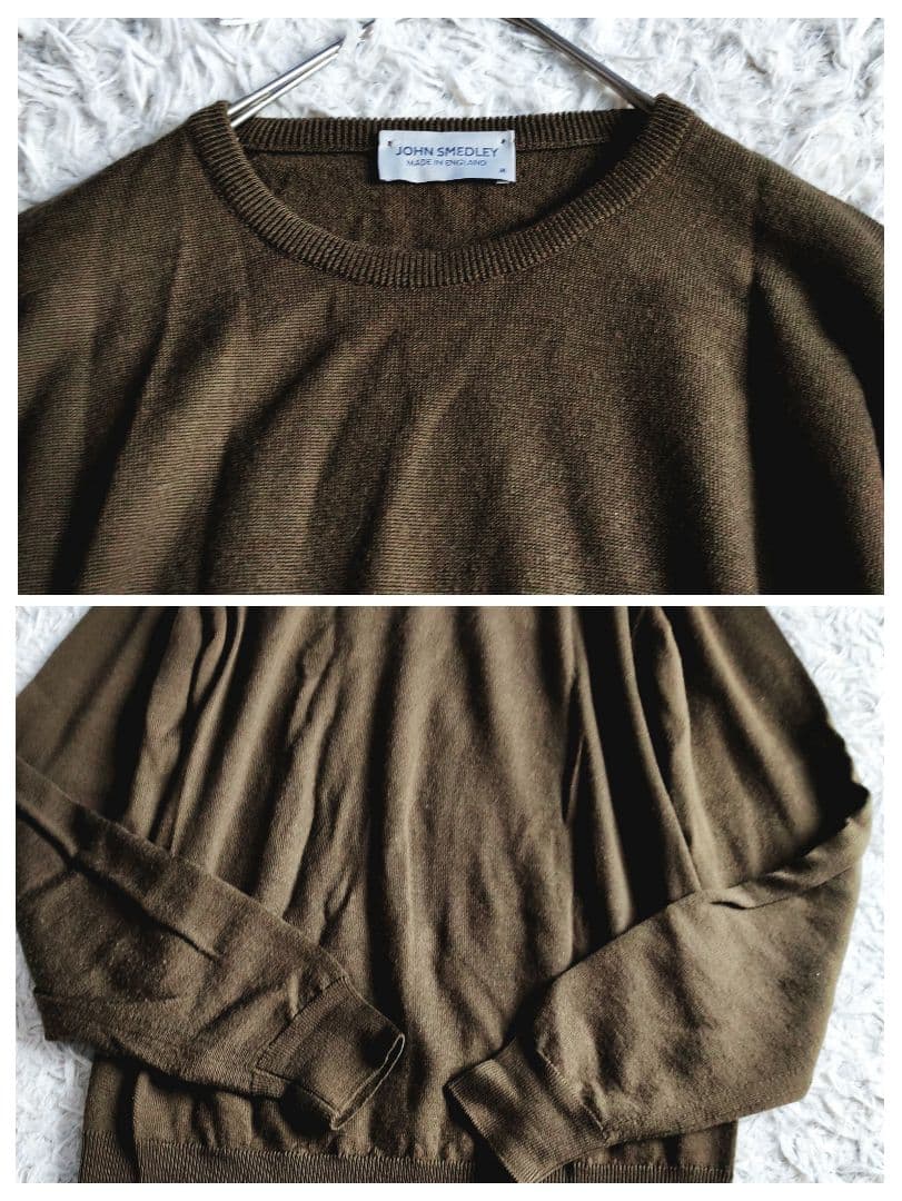 JOHN SMEDLEY セーター ハイゲージ ウール カーキ 英国製