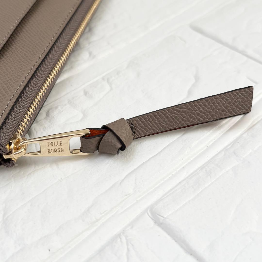PELLE BORSA 本革 L字ファスナー長財布 未使用 タグ付　トープ