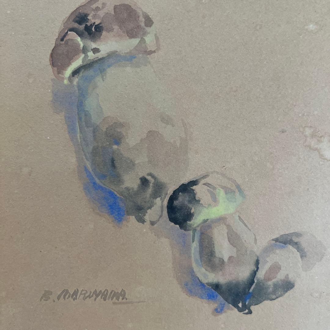 丸山晩霞　水彩画 約30cm x 40cm 木製フレーム