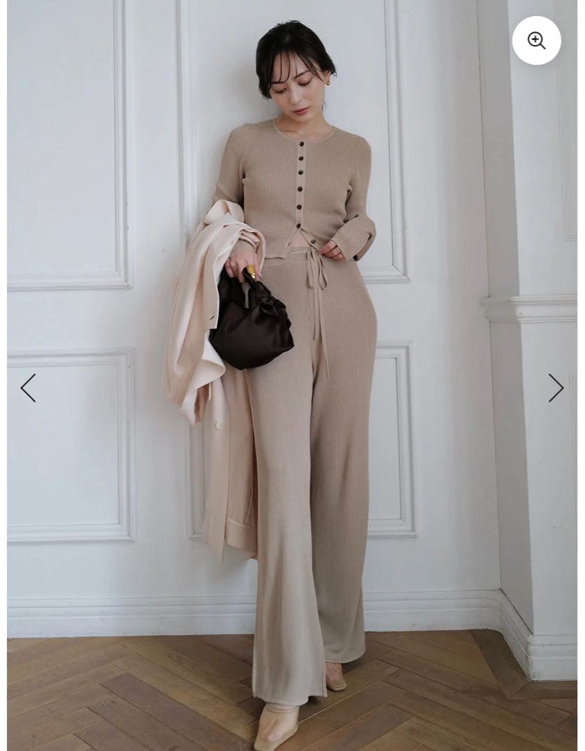 【新品未使用タグ付き】anuans リュクスビスコースニットパンツ ベージュ