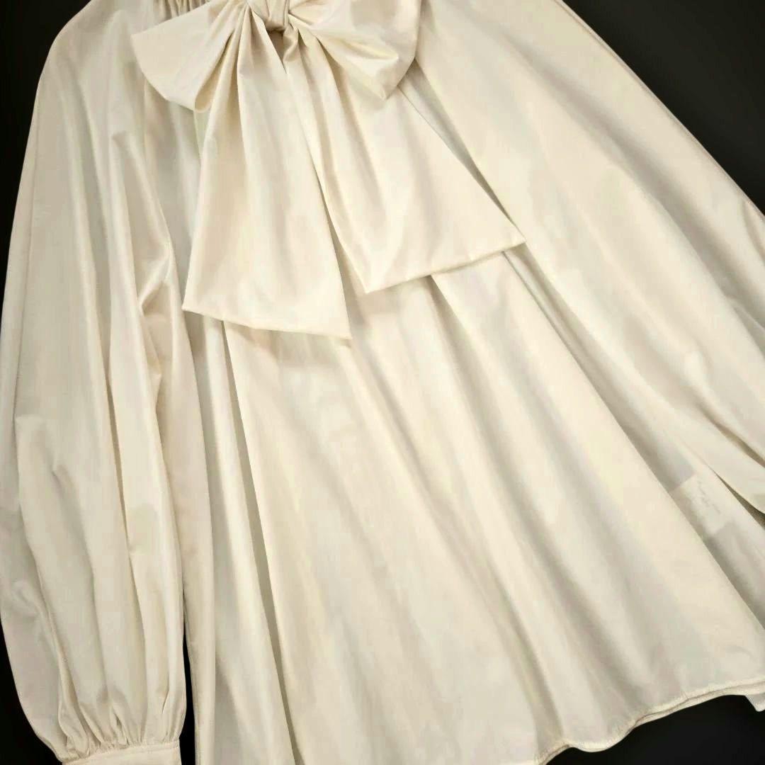 25SS 美品 UNTITLED ボウタイ付スタンドネック ボリュームブラウス