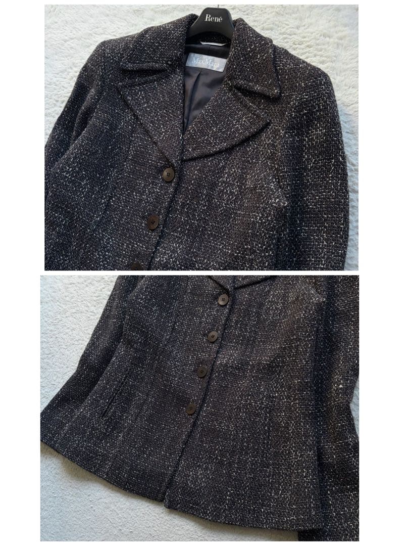 【美品】マックスマーラ スカートセットアップ ツイード ウール ブラウン系 L