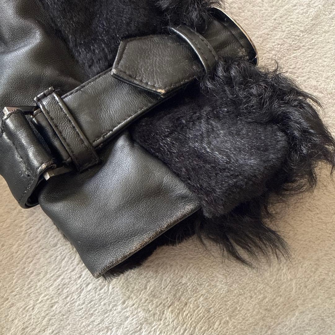 Pin Curl【S-M相当】 リアルファー＆ラムレザー ライダースジャケット