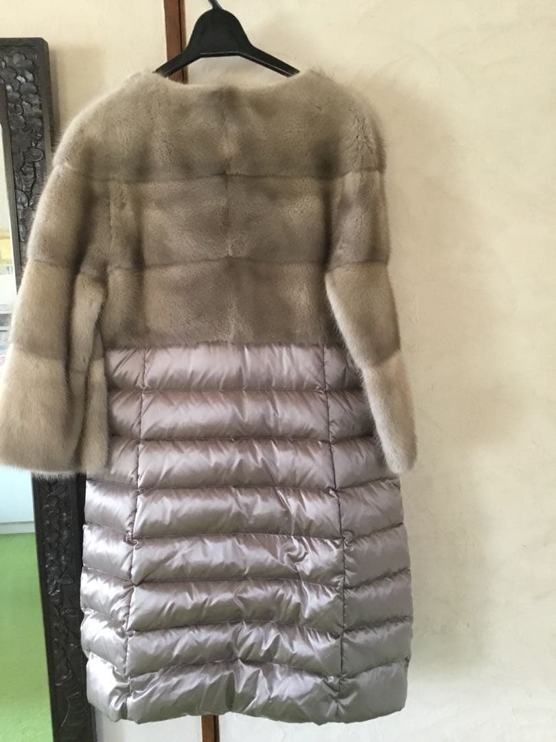 毛皮ミンク.ダウンデザインロングコート美品