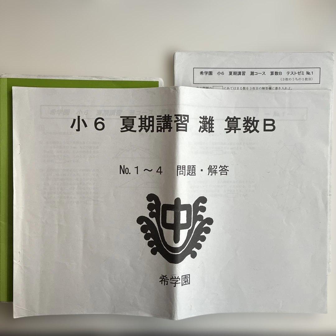 希学園　小6 夏期講習　灘　算数B テキストテスト一式