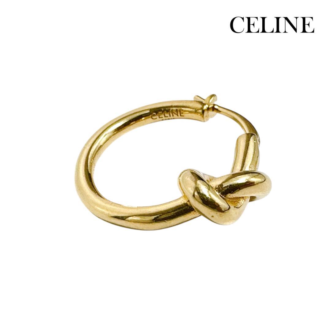 セリーヌ 片耳 ノット スモールフープ ピアス ゴールドフィニッシュ GOLD