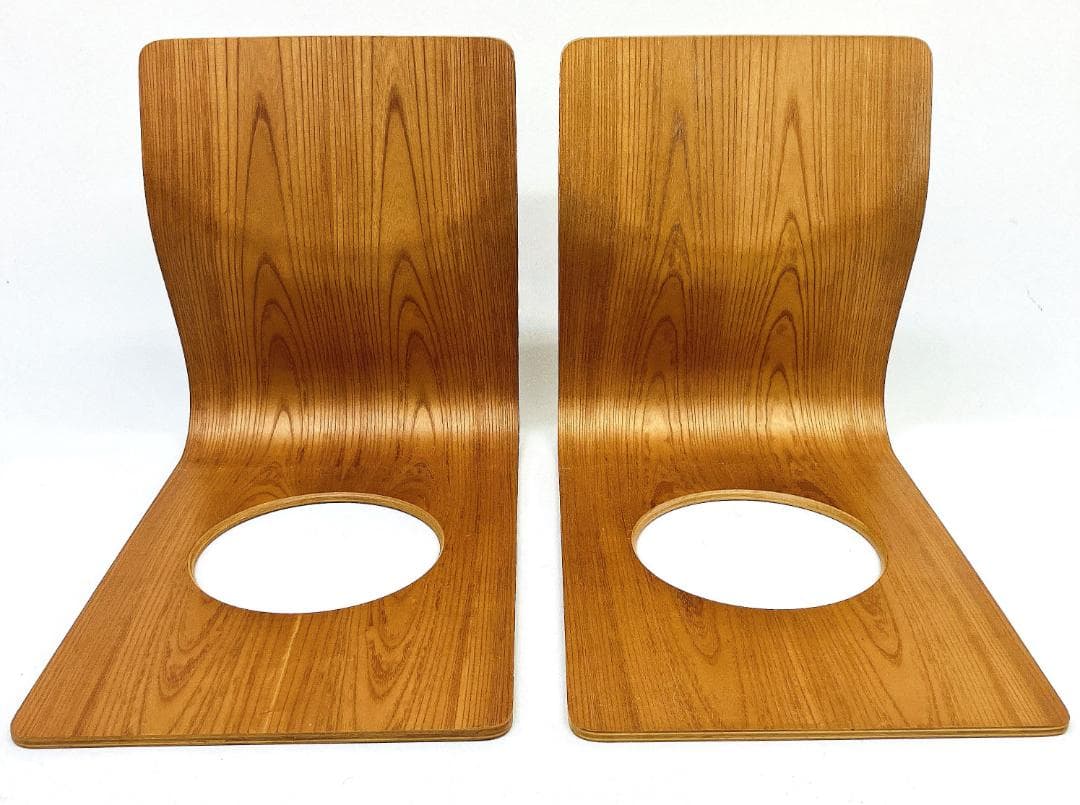 Tendo 天童木工 座椅子 2脚セット 藤森健次 曲げ木 ケヤキ板目 曲木⑬