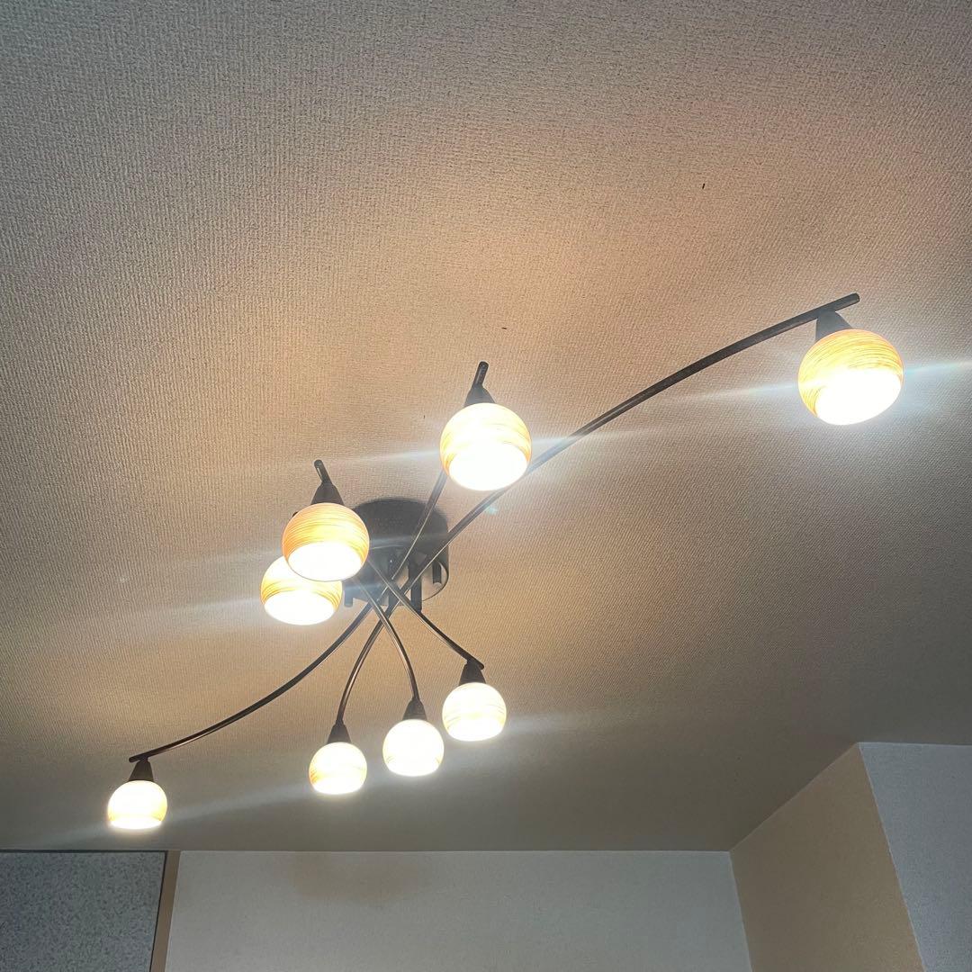 【希少品】北欧　シャンデリア　リビング照明 8畳用 ガラス エグロ 8灯