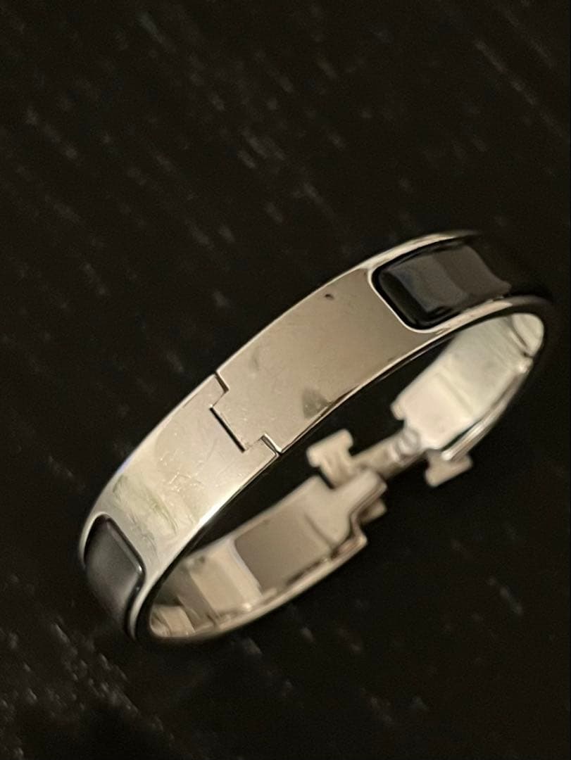 HERMES　エルメス　 ブレスレット クリックH　ブラック×シルバー