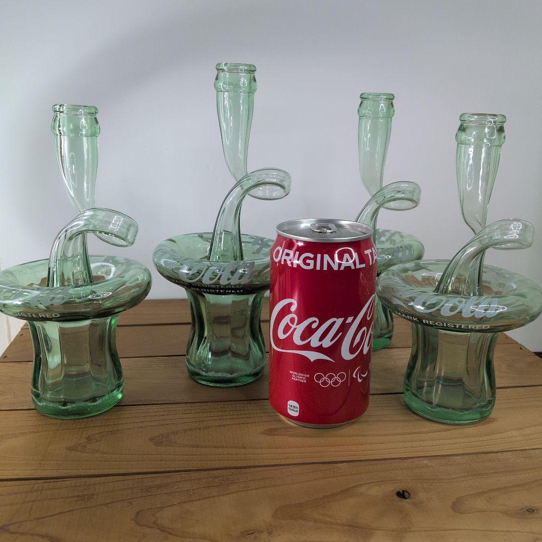 ondo【 ヴィンテージ 】 コカコーラ／変形ボトル型ガラス瓶／4本セット