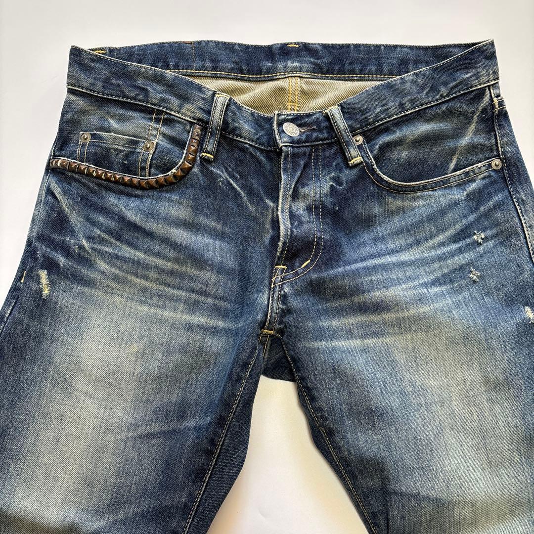 ヒステリックグラマー　ビンテージ加工　スタッズ　デニムパンツ