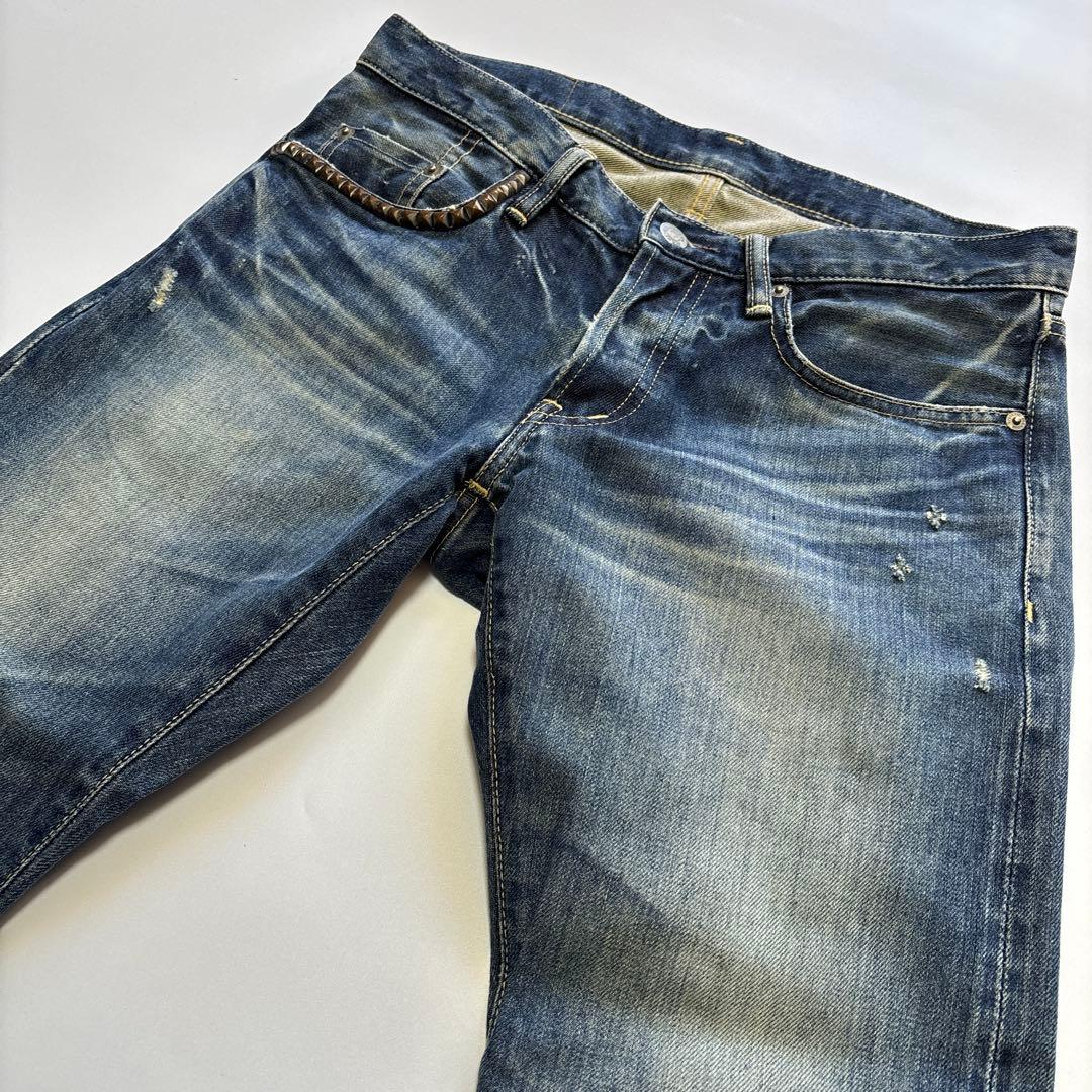 ヒステリックグラマー　ビンテージ加工　スタッズ　デニムパンツ