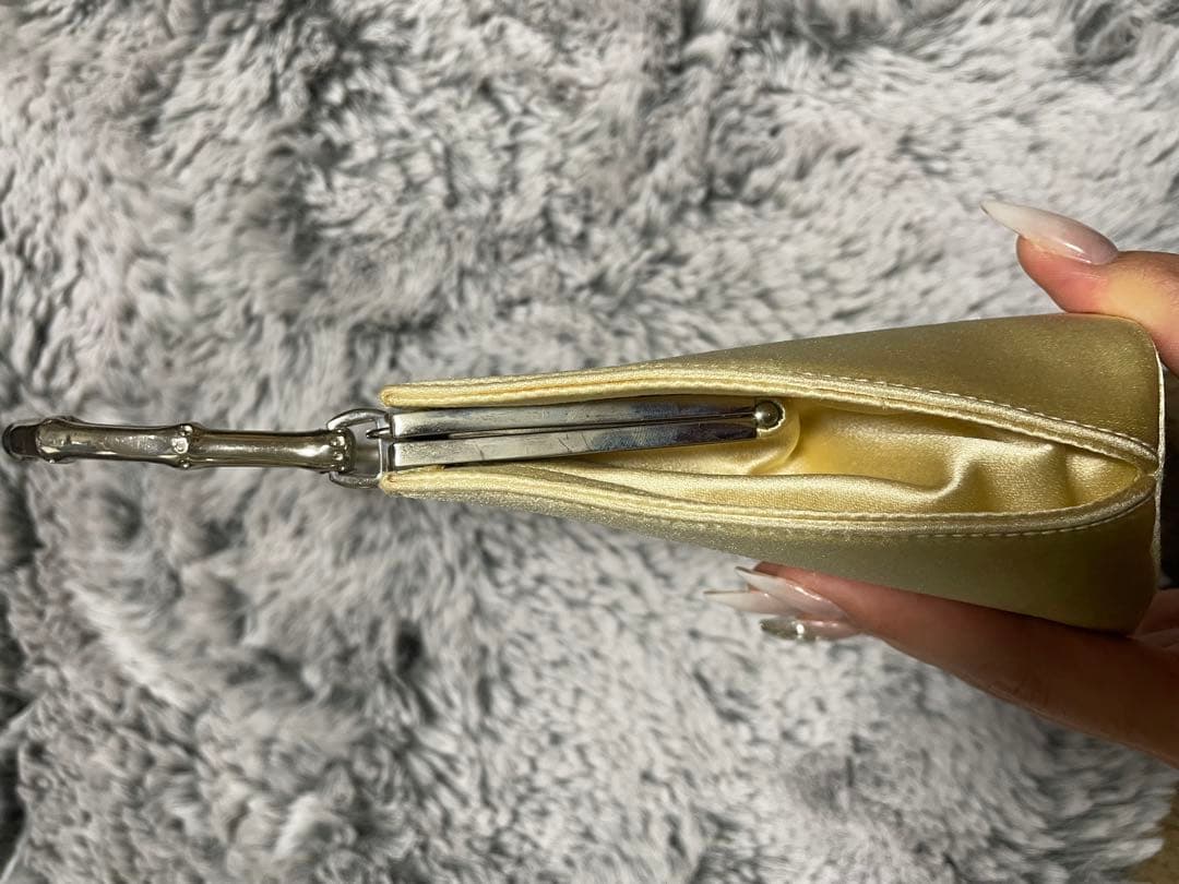 【希少】GUCCI クリーム サテン パーティーバッグ