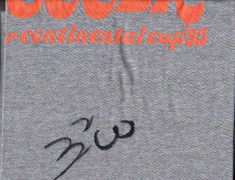 「ジーコ　直筆　サイン　Ｔシャツ　1995年 ビーチ・サッカー三浦海岸」