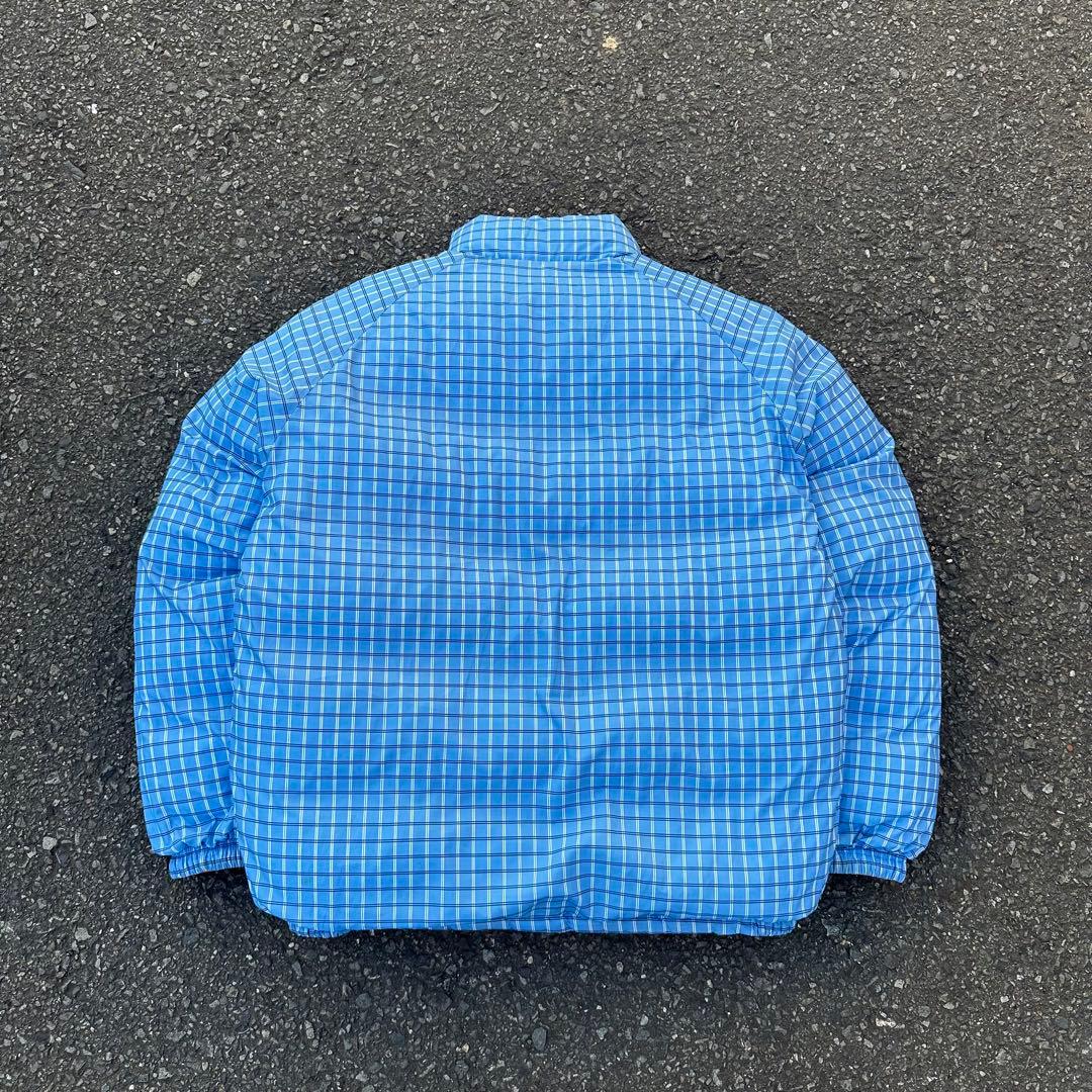 00s Nike ダウンジャケット リバーシブル ロゴ刺繍 チェック 水色