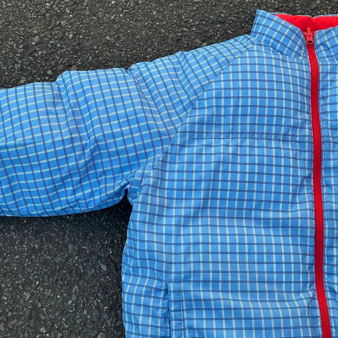 00s Nike ダウンジャケット リバーシブル ロゴ刺繍 チェック 水色