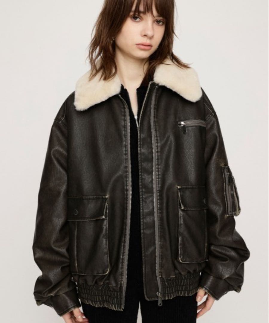 VINTAGE F/LEATHER S/BZ フェイクレザー ショートブルゾン