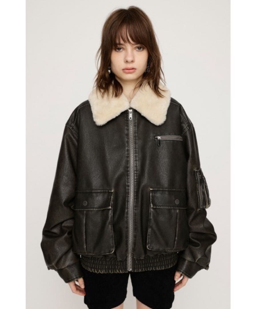VINTAGE F/LEATHER S/BZ フェイクレザー ショートブルゾン