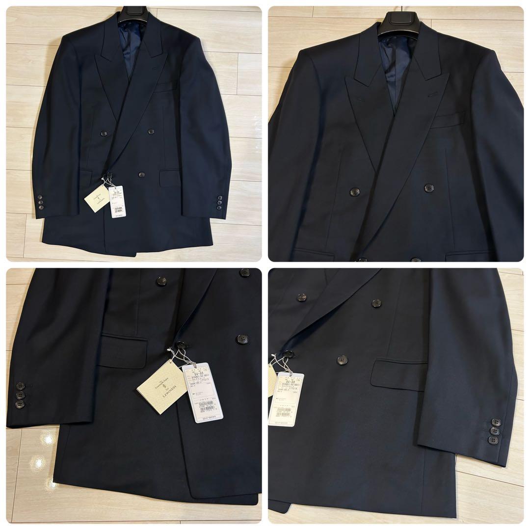 【新品】LONNER×ゼニア 濃紺 ダブルブレスト スーツ 94-A6 イタリア
