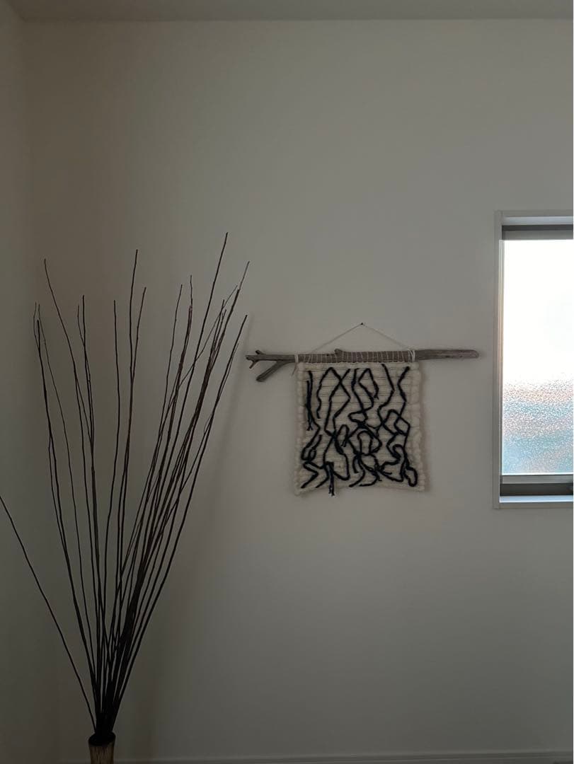 MER［メール］ハンドメイド 羊毛タペストリーホワイト×ブラック 大型