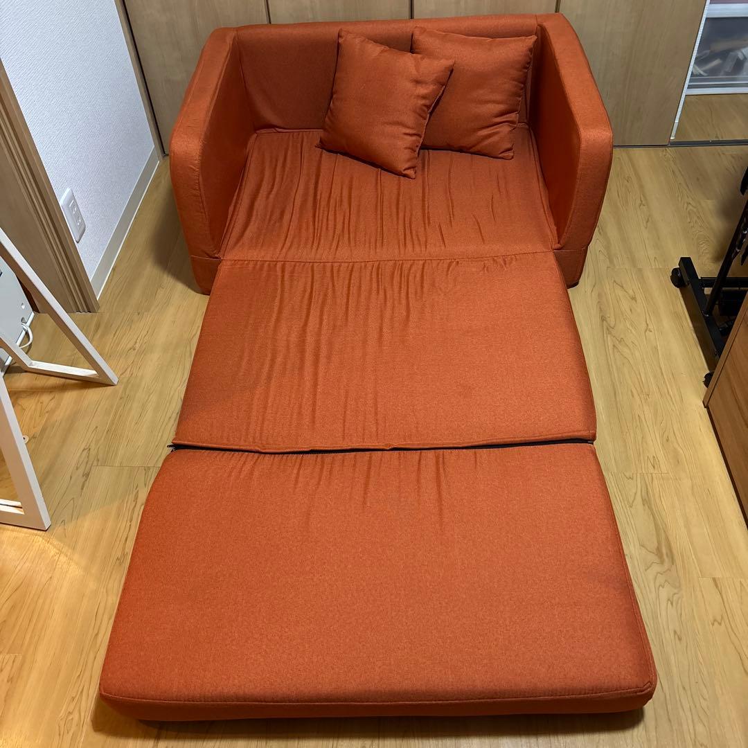 ソファベッド　オレンジ