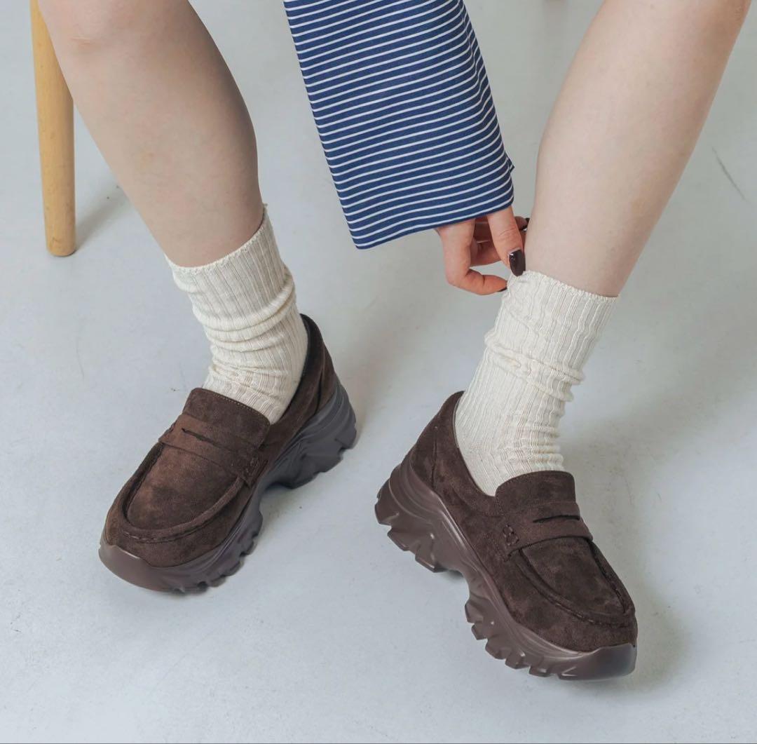 お値下不可EVOL♡新品スニーカーソールローファー IZ5849 （ブラウン）S