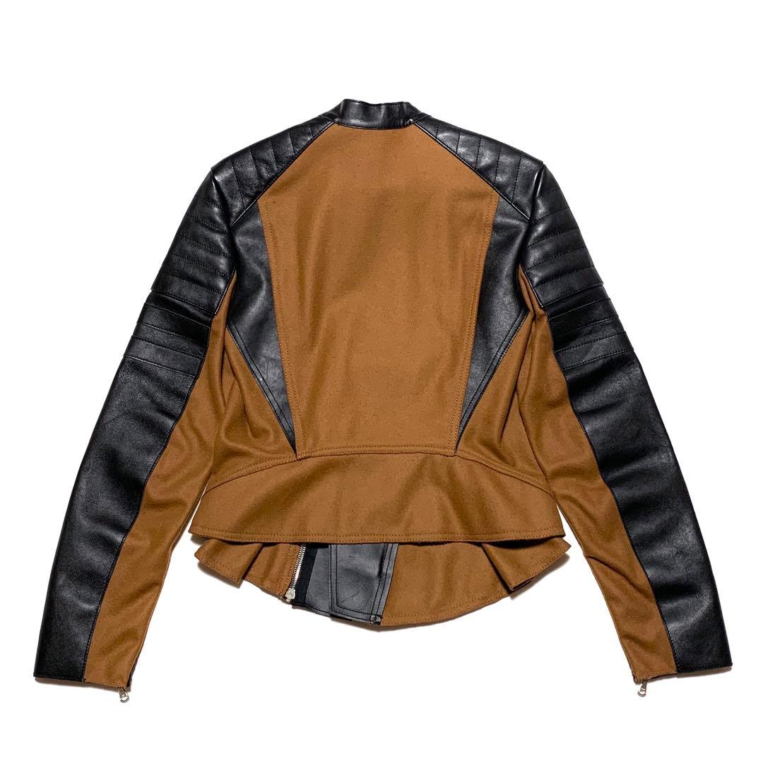 ☆美品 フィリップリム レザー ウール 切替 シングル ライダース ジャケット