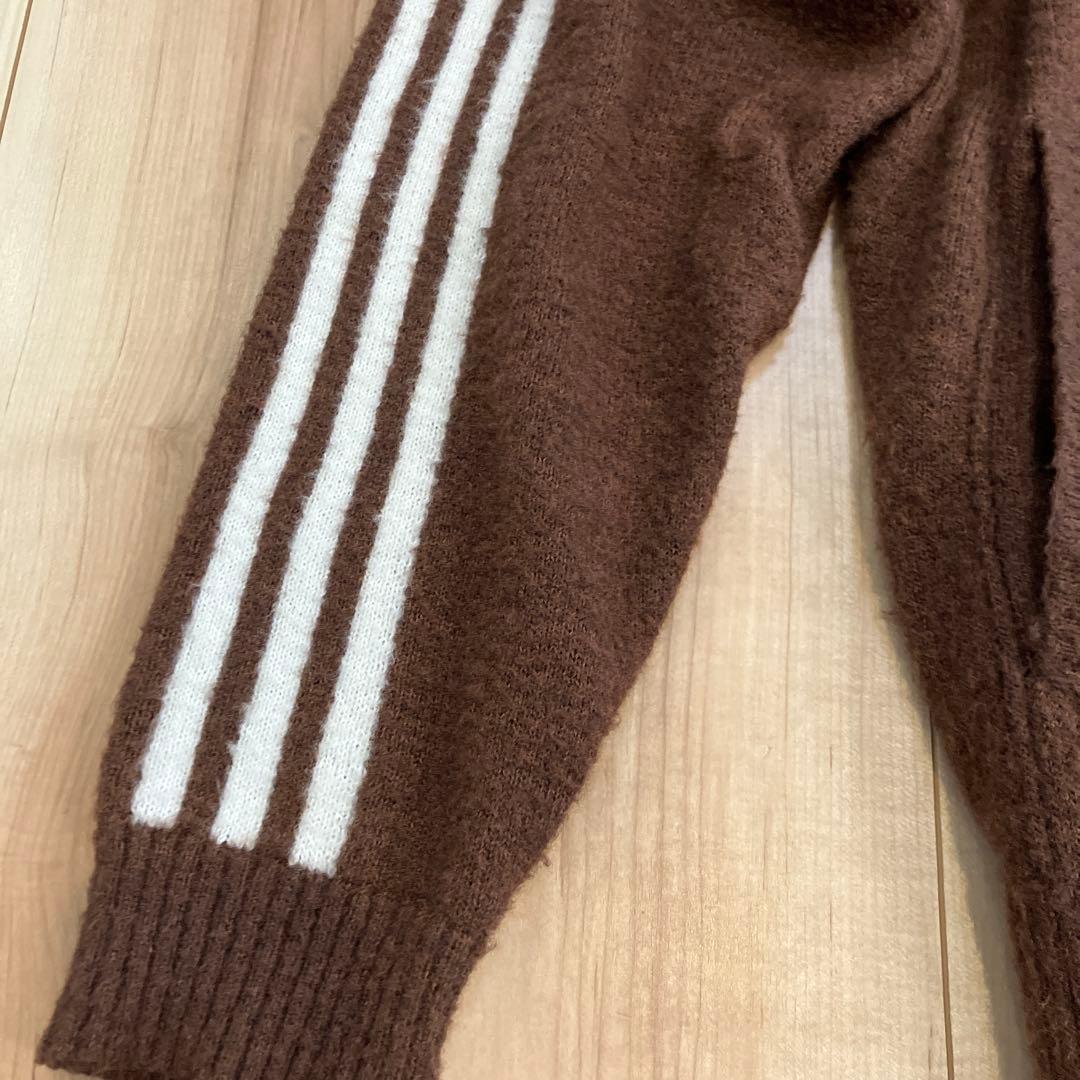 adidas SSTトラックトップ ニットブラウン ジップアップジャージ
