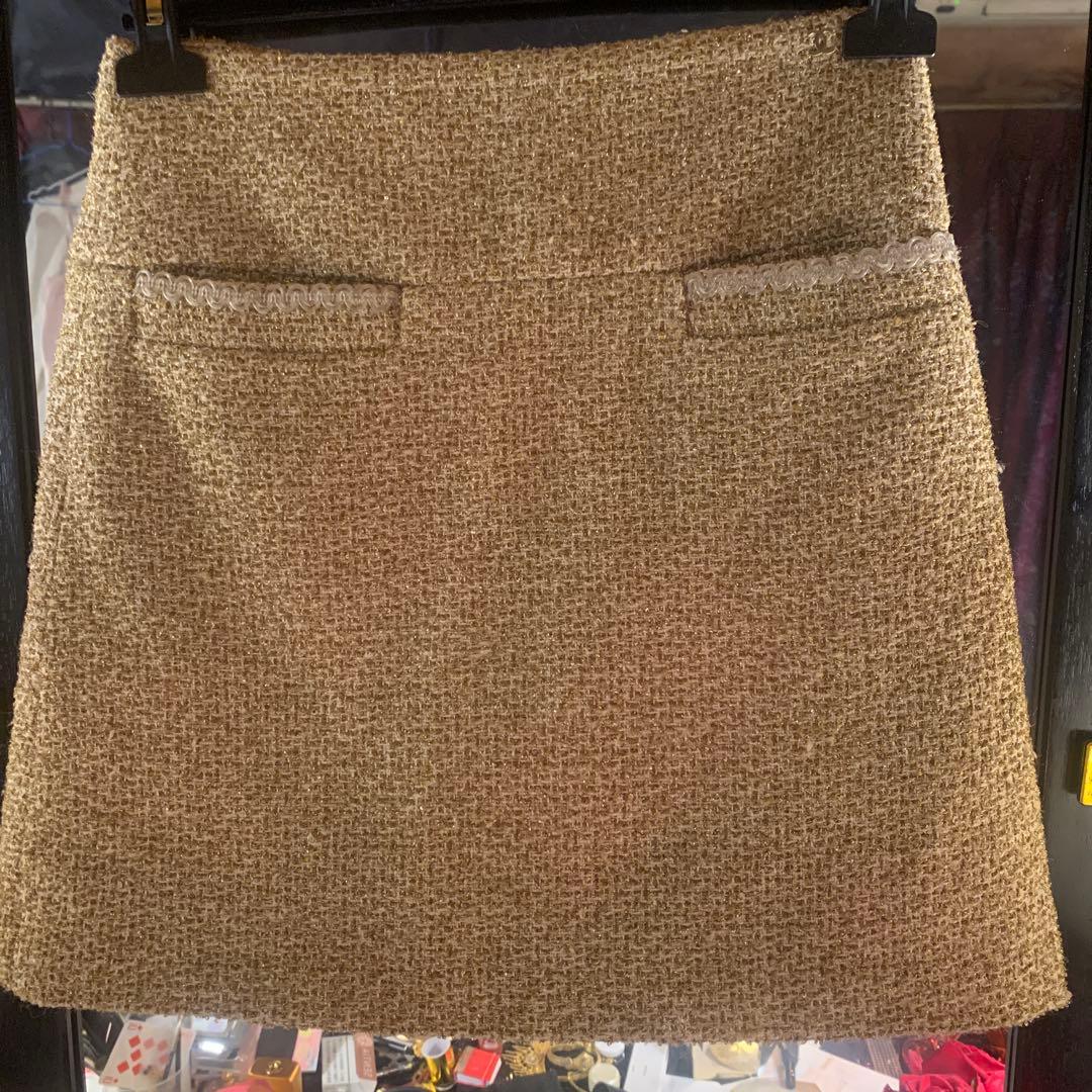 CHANEL 極上ツイード　ゴールド　ラメ　スカート